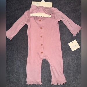 Moon Organics Pink Kids One Piece Bodysuit